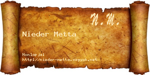 Nieder Metta névjegykártya